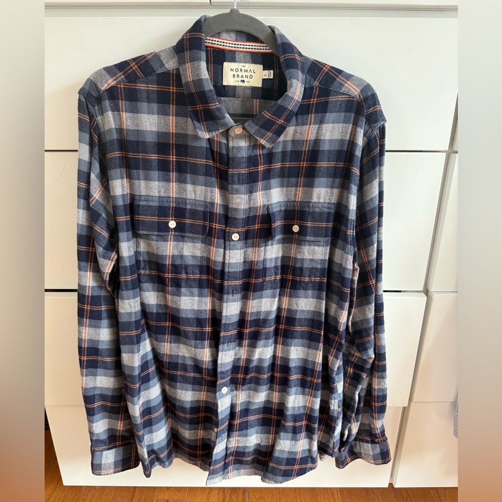 The Normal Brand Navy and Gray Plaid Shirt